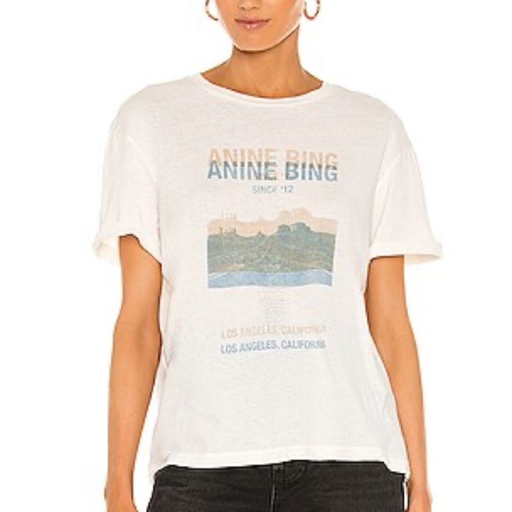 Anine Bing White Harper Graphic Tee